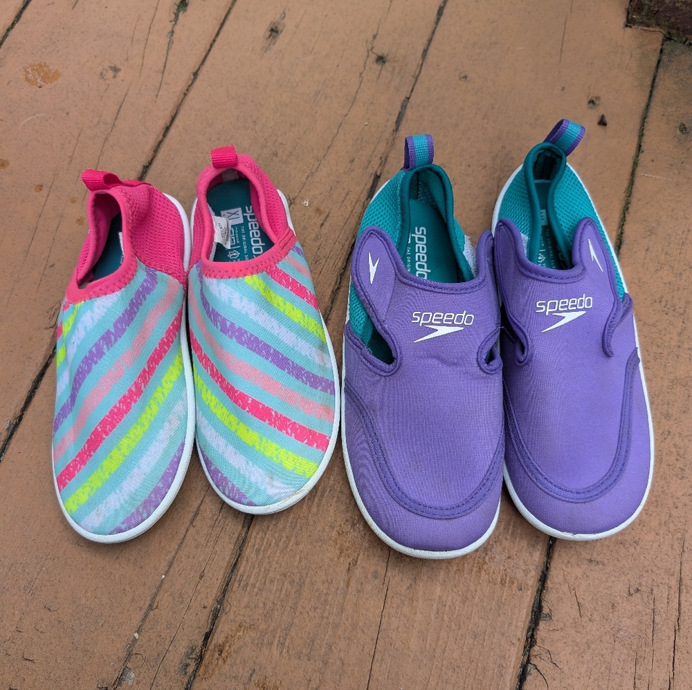 Speedo Kids' Striped Multicolor and Purple Water Shoes